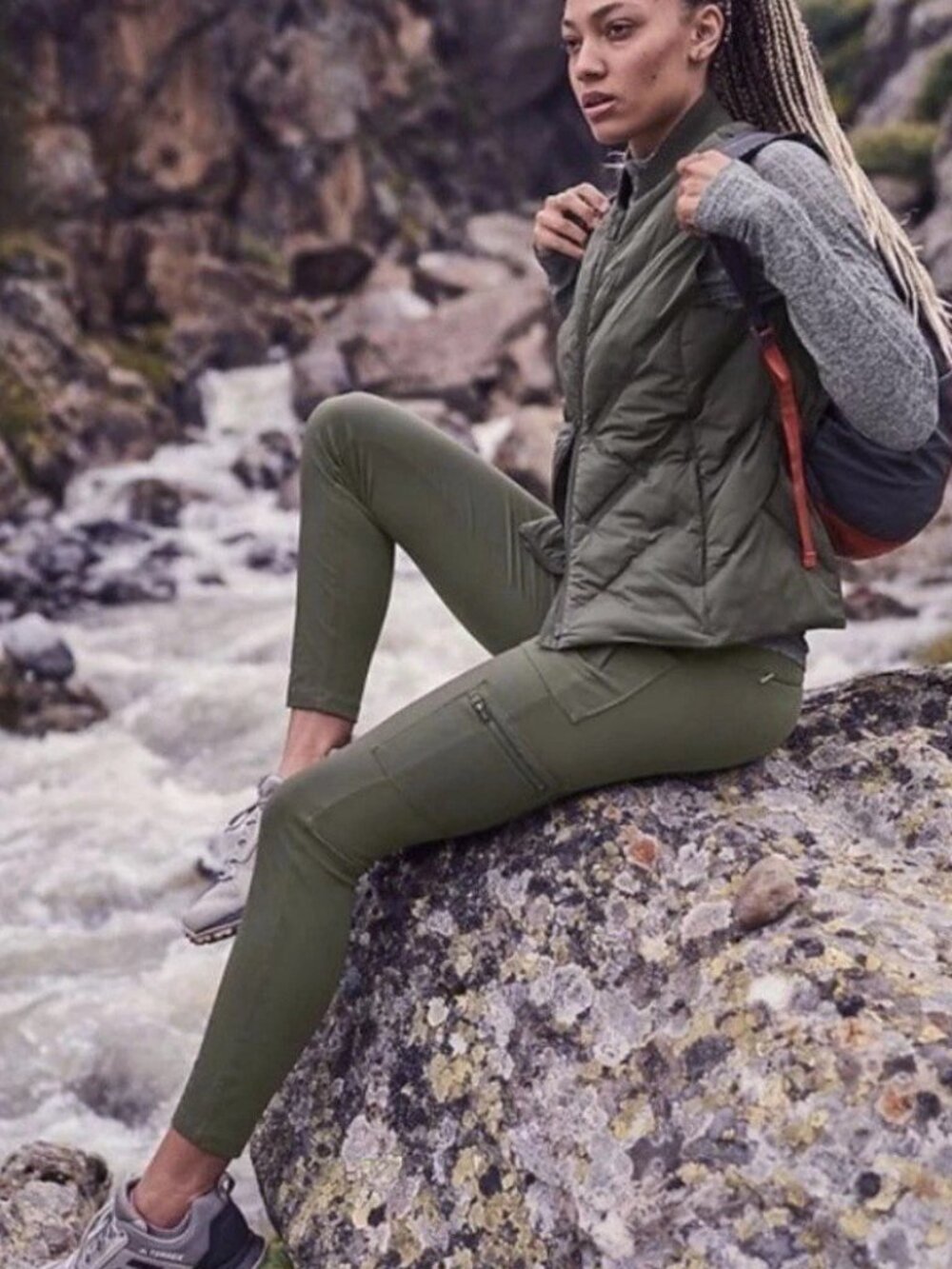 Athleta Headlands Hybrid Cargo Tight Pants Green Size 16